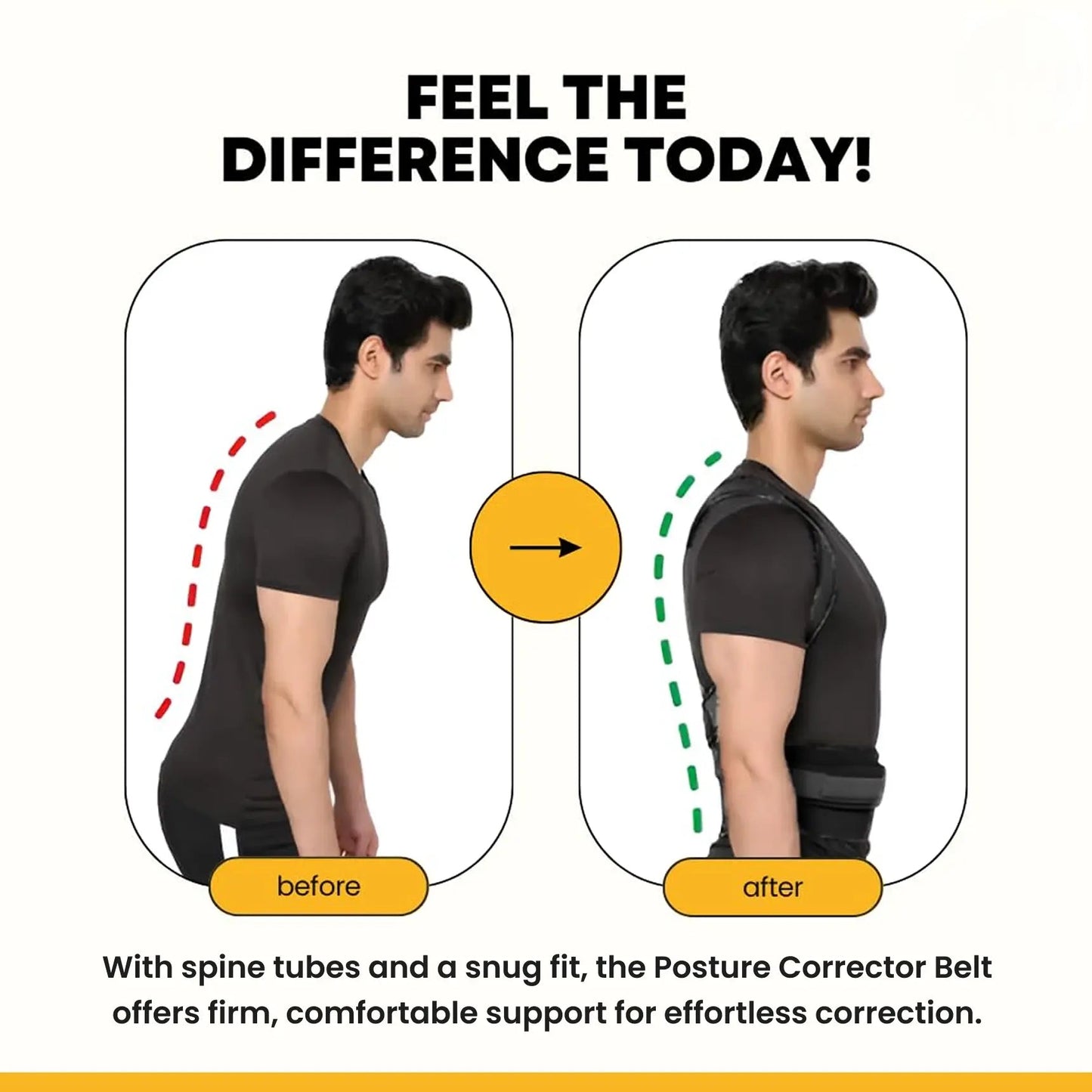 Adjustable Posture Corrector Belt for Back Support & Pain Relief | Unisex Spine Alignment Brace | Imported fabric | Sweat free